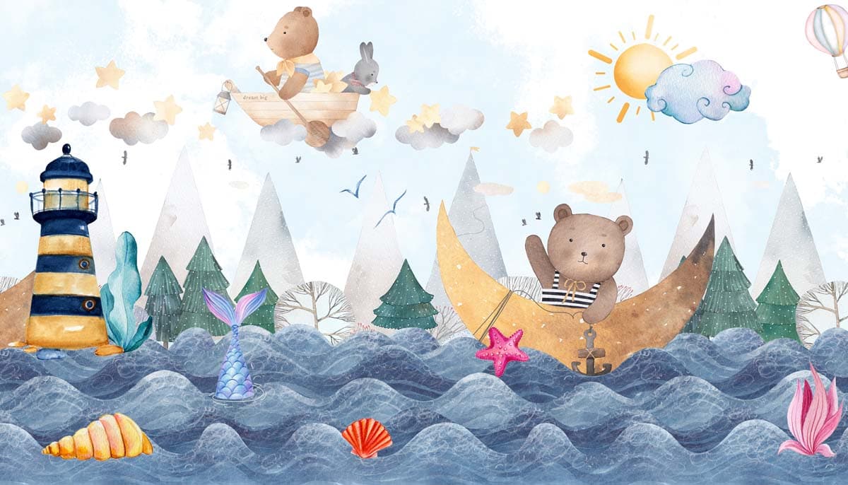 Cloudmere, Little Voyagers Wallpaper Mural pattern detail