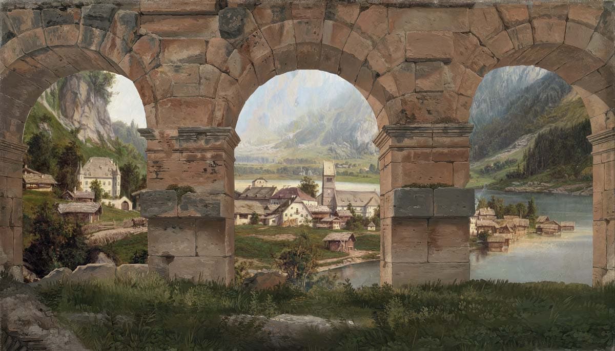 Montclair, Alpine Lake Village Wallpaper Mural pattern detail