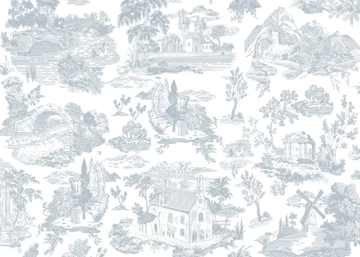 Villeneuve, Pastoral Village Wallpaper Mural pattern detail