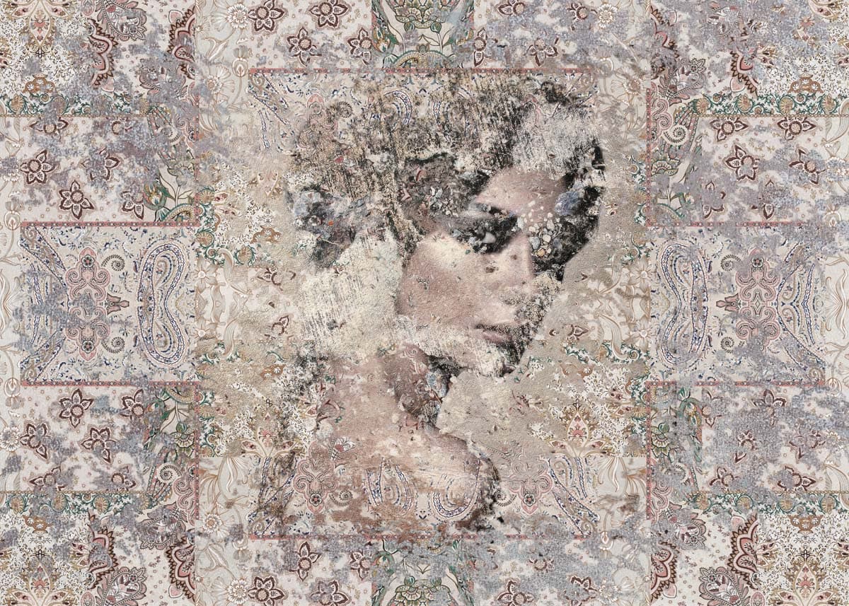 Muse, Distressed Portrait Paisley Wallpaper Mural pattern detail