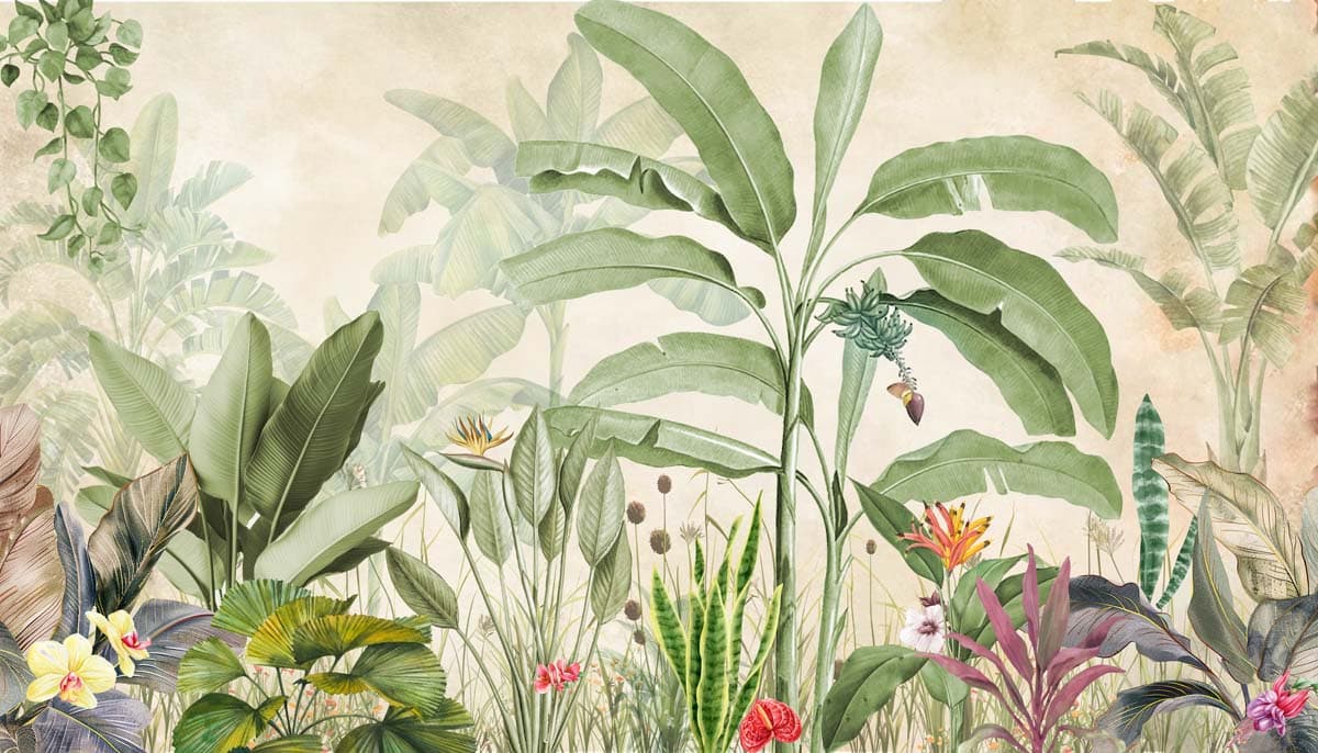 Verdora, Serene Tropical Canopy Wallpaper Mural pattern detail