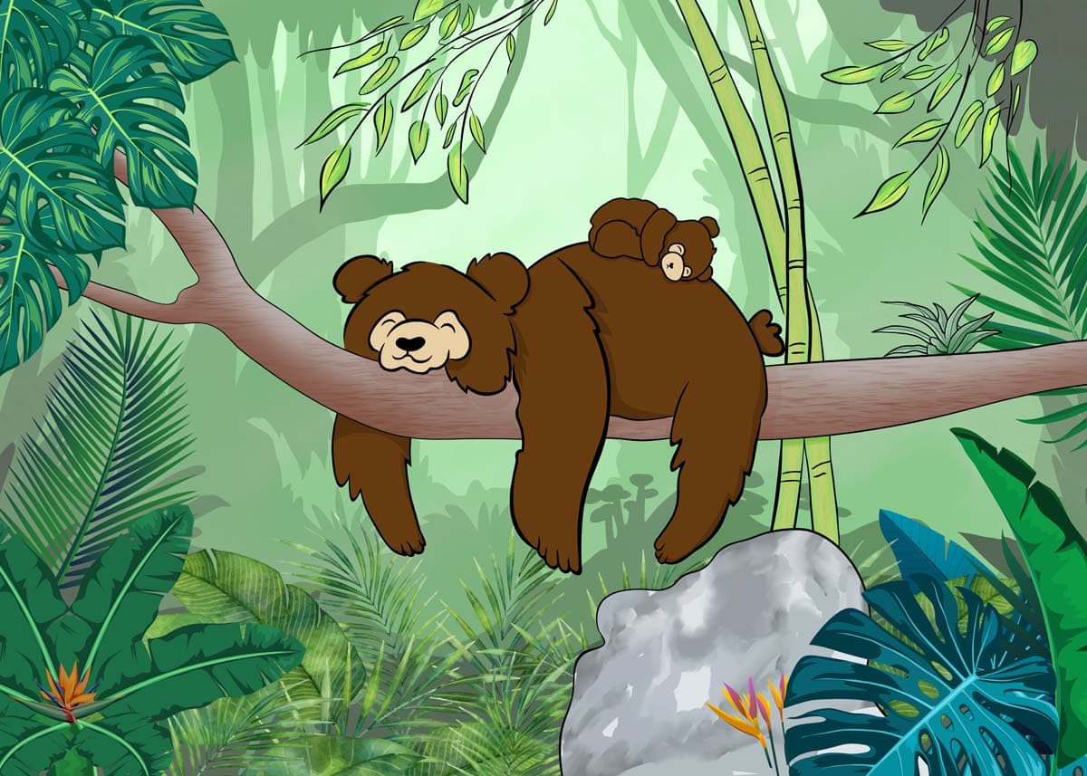 Snuzzle, Jungle Nap Haven Wallpaper Mural pattern detail