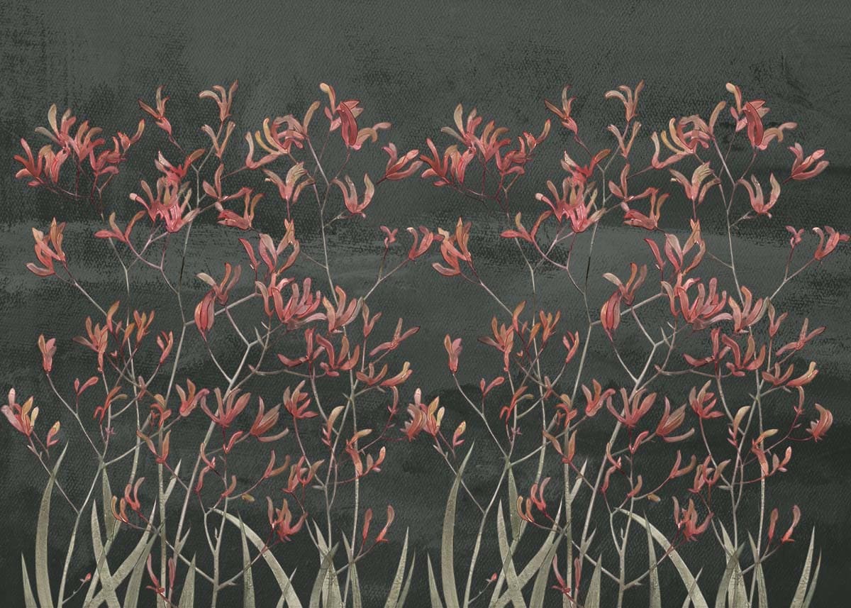 Bloom, Earthy Botanical Stems Wallpaper Mural pattern detail