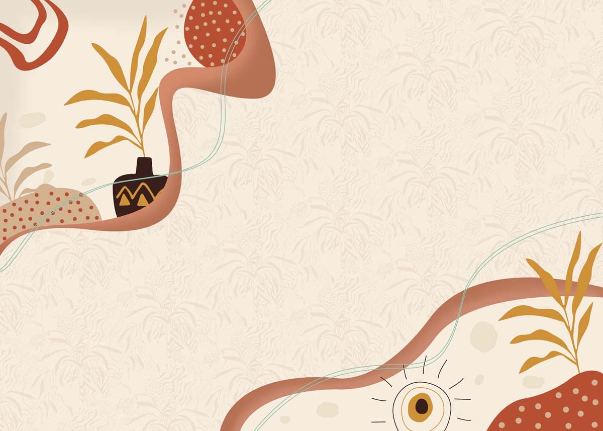 Contemporary, Warm Abstract Flora Wallpaper Mural pattern detail