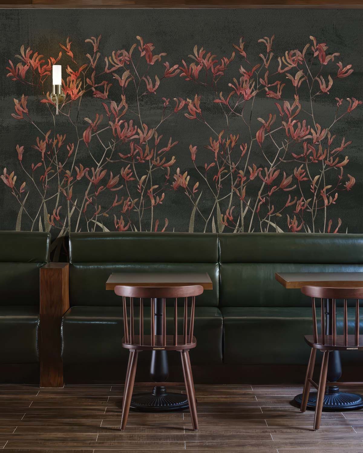 Bloom, Earthy Botanical Stems Wallpaper Mural shown in a room