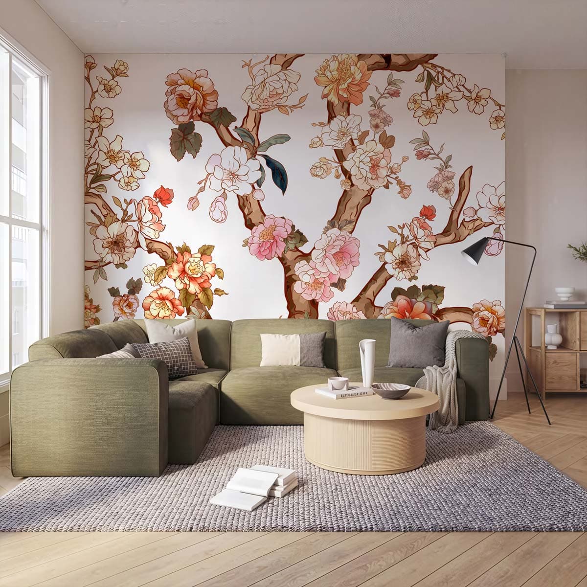 Roselace, Vintage Bloom Wallpaper Mural shown in a room