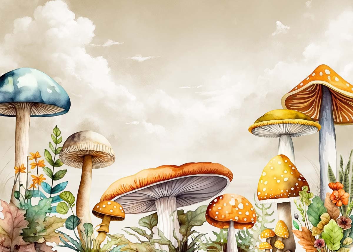 Mykora, Enchanted Mushrooms Wallpaper Mural pattern detail