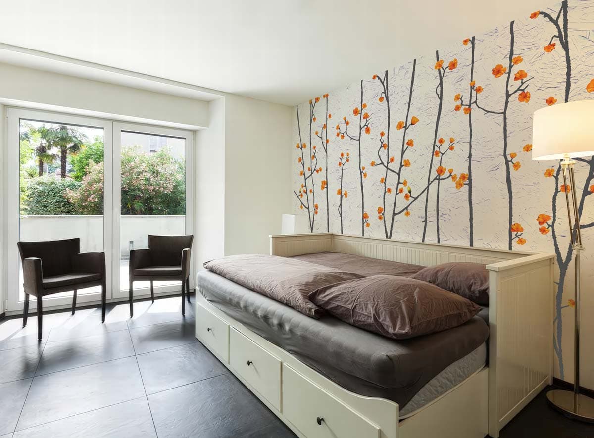 Ambervine, Blossom Branches Wallpaper Mural shown in a room