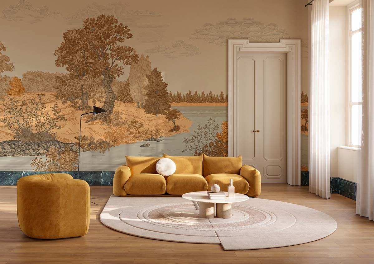 Ashvale, Timeless Canopy Wallpaper Mural shown in a room