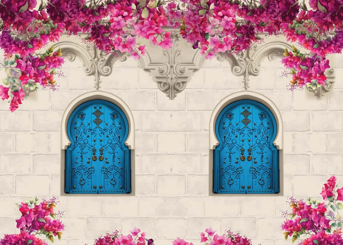 Elara, Hidden Courtyard Floral Dreams Mural pattern detail