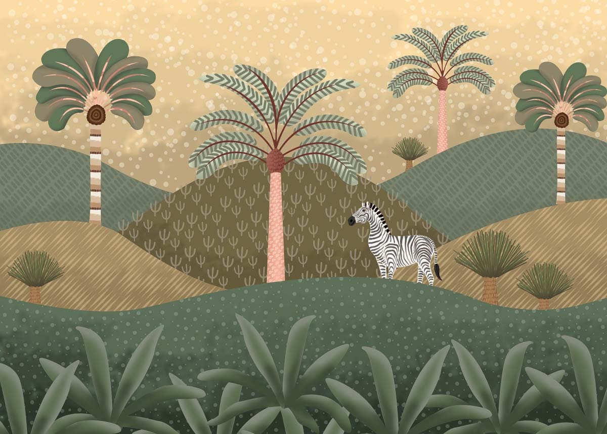 Botanical Sands Palm Grove Wallpaper Mural pattern detail