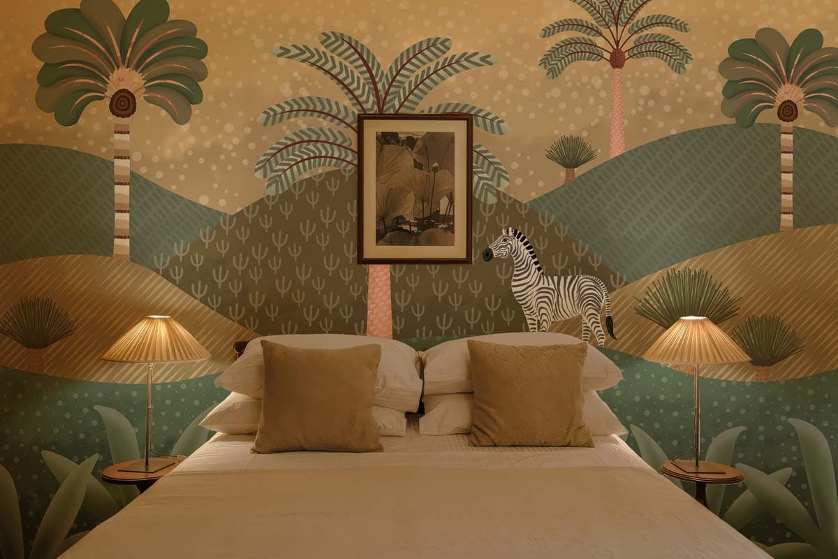 Botanical Sands Palm Grove Wallpaper Mural shown in a room
