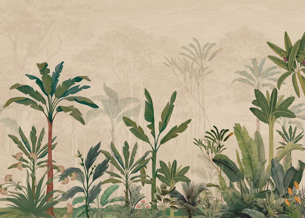 Oraya, Tropical Green Horizon Wallpaper Mural pattern detail