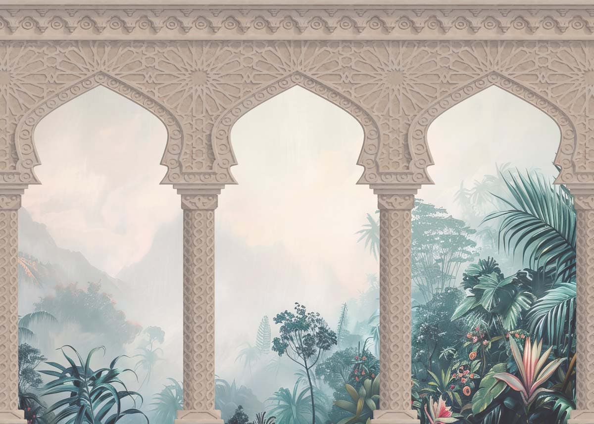 Mystic Garden Arches Wallpaper Mural pattern detail