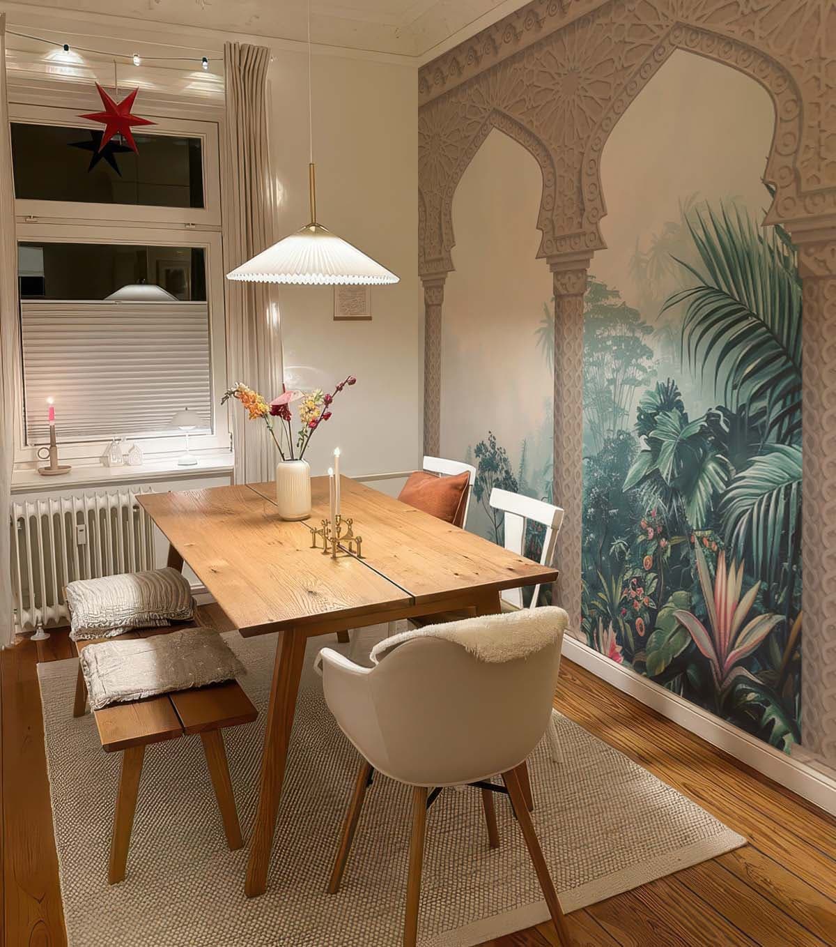Mystic Garden Arches Wallpaper Mural shown in a room