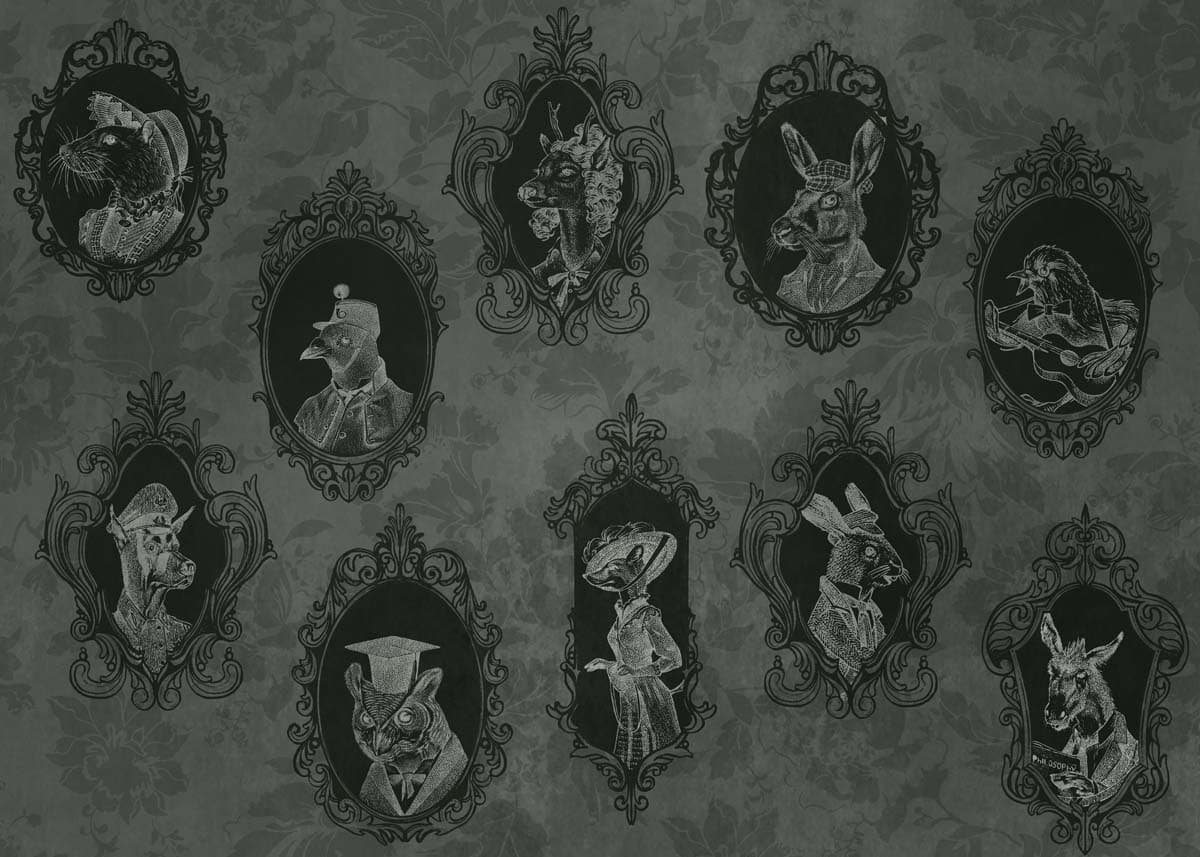 Wild Still, Anthro-Elegance Wallpaper Mural pattern detail