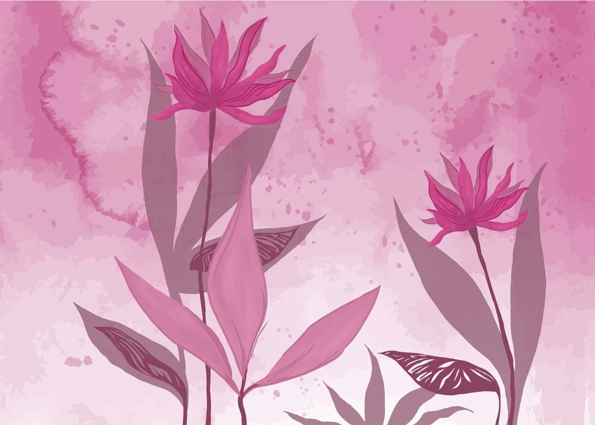 Pink Mirage, Contemporary Floral Elegance Mural pattern detail