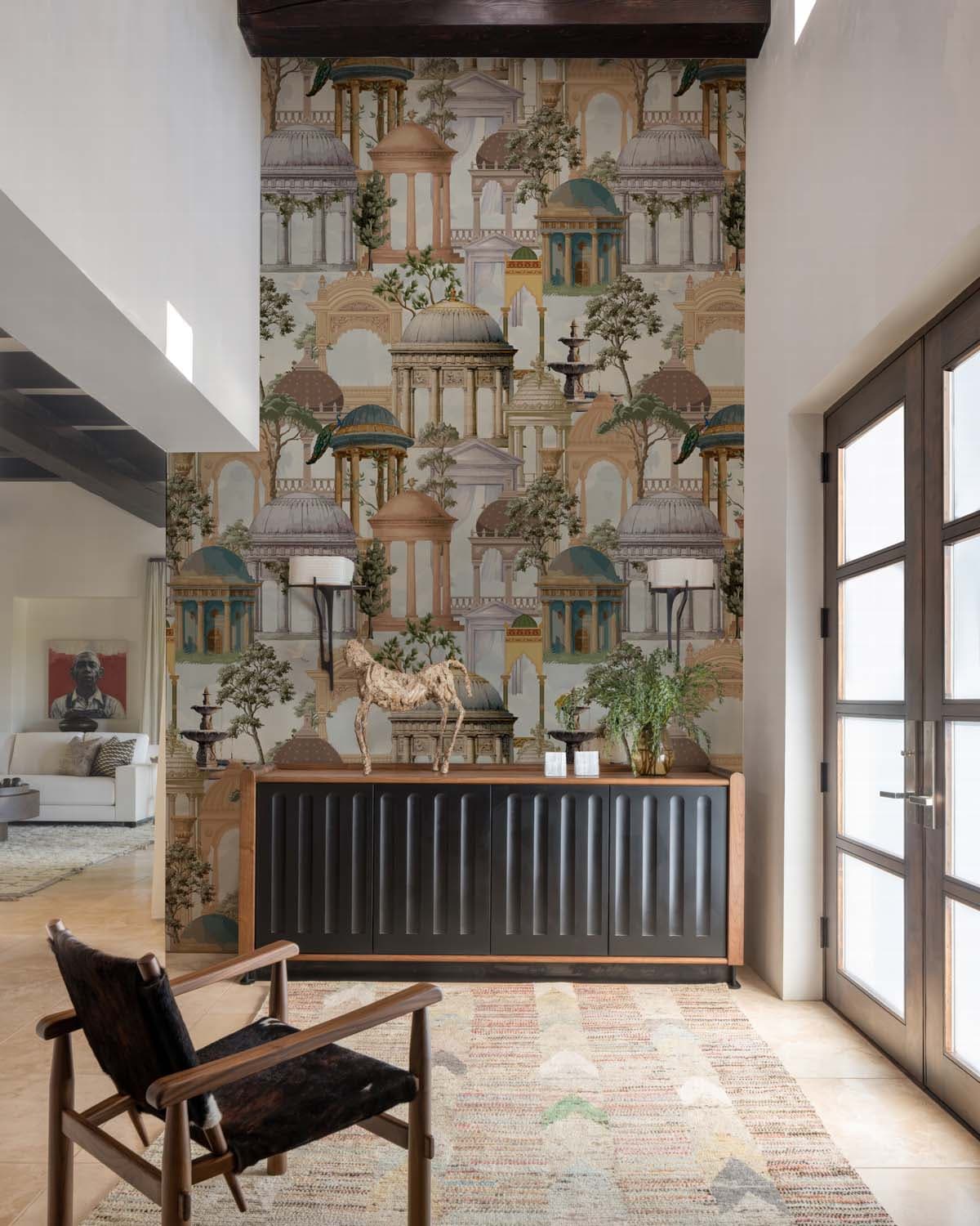 Regal Vista, Arches of Time Wallpaper shown in a room