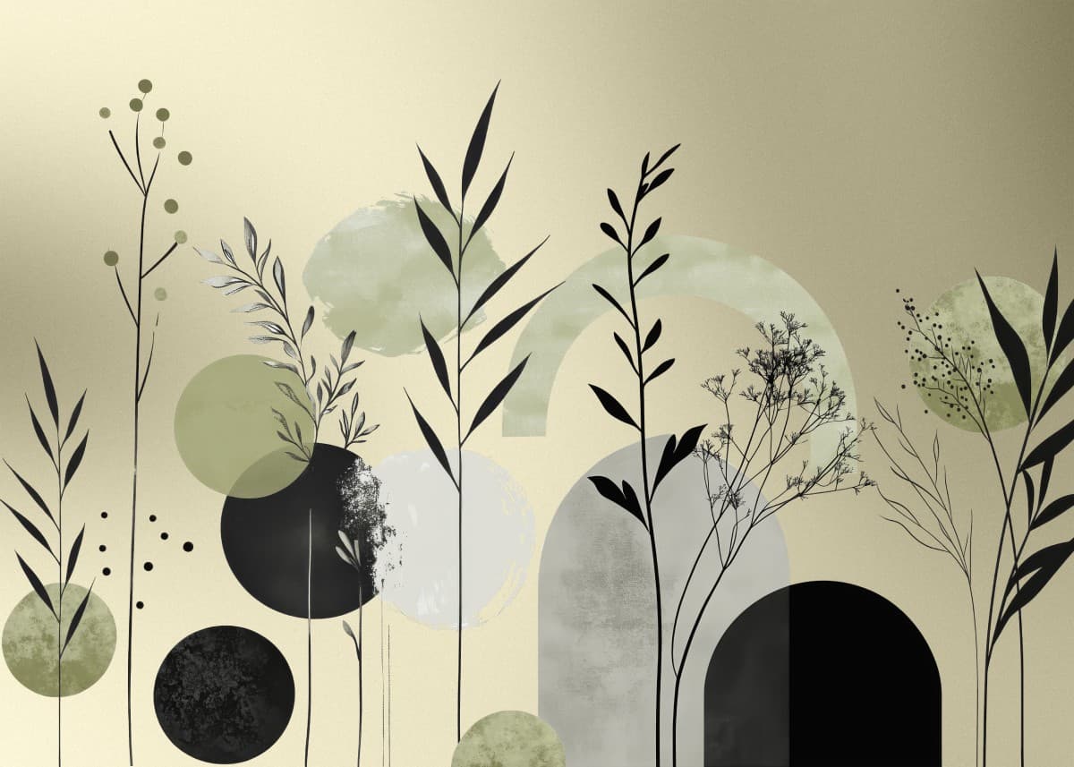 Muted Sage Green Botanic Aura Wallpaper Mural pattern detail