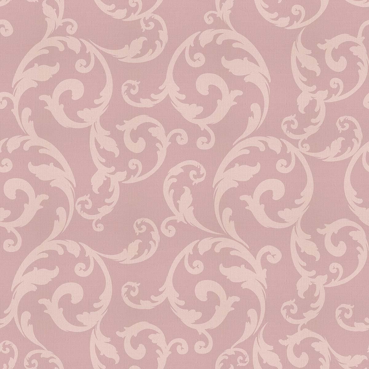 Vintage Curl Pink Floral Wallpaper shown in a room