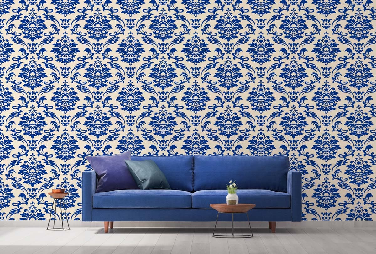 Serin, Damask Elegance Wallpaper shown in a room